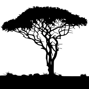 Silhouette Tree Landscape Vector Illustration