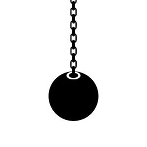 Black Metal Ball on Chain - Vector Icon