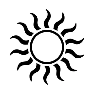Sun Icon - Black Silhouette Vector