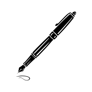 Black Pen Icon - Minimalist Line Art