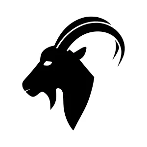 Black Goat Head Silhouette Vector Icon