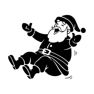 Black Silhouette Santa Claus Falling