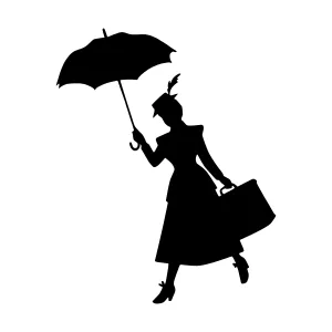 Vintage Silhouette Woman with Umbrella