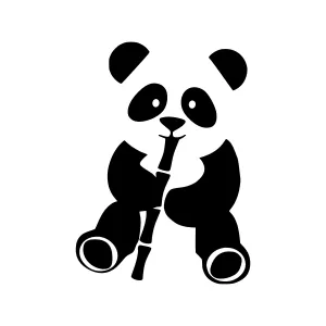 Cute Panda Bamboo Silhouette Vector Illustration