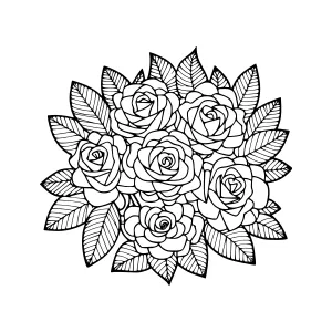 Floral Mandala Rose Illustration - Black & White