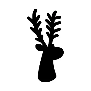 Black Silhouette Deer Head with Antlers