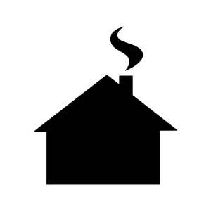 Simple Black House Icon with Smoke