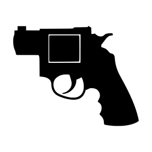 Silhouette Gun Icon - Black on White