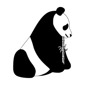 Minimalist Panda Eating Bamboo - Vector Illustration