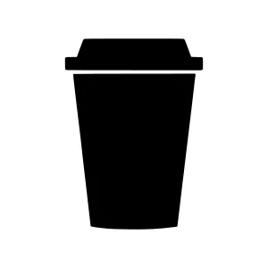 Coffee Cup Icon - Simple Black Silhouette