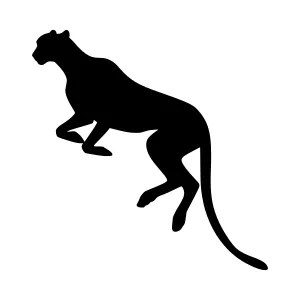 Silhouette Cheetah Jumping - Vector Graphic