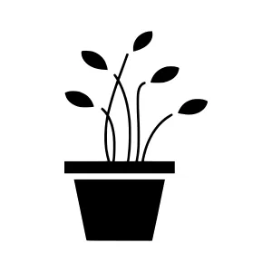 Black Plant Icon - Simple Pot Illustration