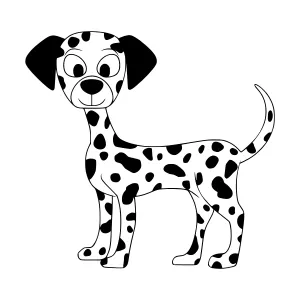 Cute Dalmatian Dog Illustration - Black & White Vector