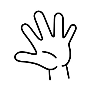Black Line Art Hand Gesture - Wave Goodbye