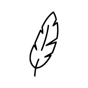 Doodle Feather Icon - Minimalist Line Art
