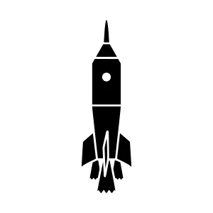 Black Rocket Icon - Minimalist Vector Illustration