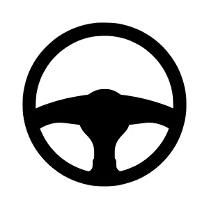 Black Steering Wheel Icon - Vector Illustration