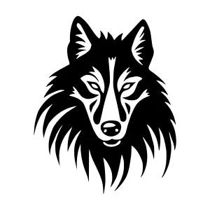 Black Wolf Head Silhouette Vector Graphic