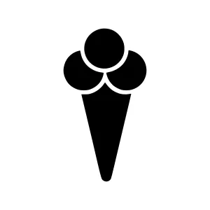 Ice Cream Cone Icon - Black Silhouette