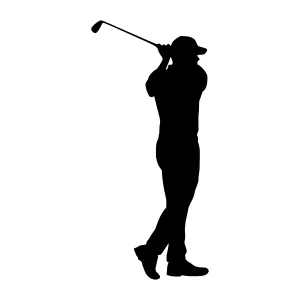 Silhouette Golf Player - Black Outline