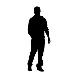 Silhouette Man Walking - Black Outline Vector