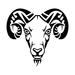 Black Ram Tribal Head Silhouette