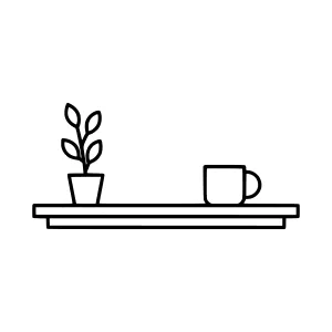 Minimalist Shelf Decor - Plant & Coffee Cup