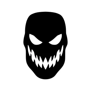 Evil Skull Icon - Black Silhouette