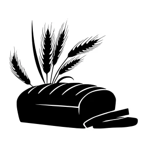 Black Bread Silhouette with Wheat Stalks