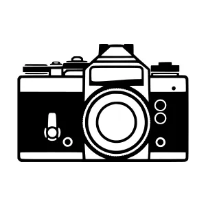 Vintage Camera Icon - Black Silhouette