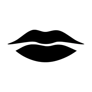 Black Lips Outline Icon - Minimalist Vector