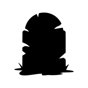 Silhouette Tombstone on Grass - Vector Illustration