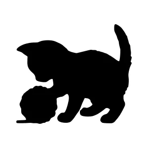 Black Cat Silhouette Kitten Play