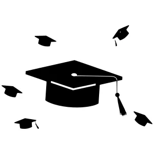 Black Graduation Caps - Vector Illustration