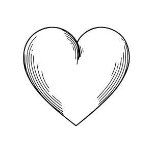 Doodle Heart Illustration - Black Outline