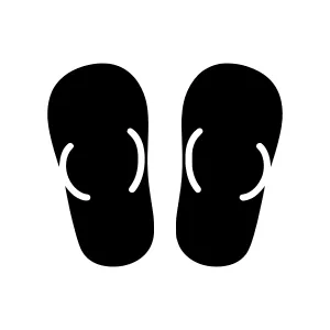 Black Flip Flops Icon - Simple Vector Illustration