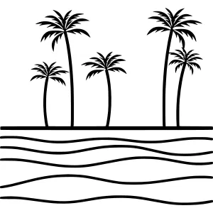 Palm Trees Silhouette Beach Waves