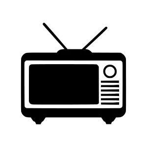 Retro Television Icon - Black Outline