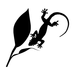Silhouette Lizard on Leaf - Vector Graphic