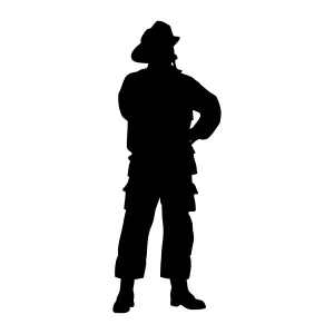 Firefighter Silhouette - Black Vector Illustration