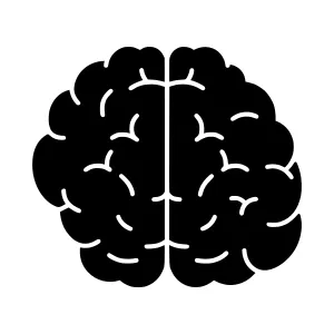 Black Brain Icon - Minimalist Vector Illustration