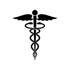 Medical Caduceus Symbol - Black Outline