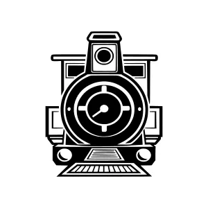 Vintage Train Illustration - Black & White Emblem