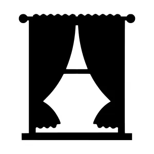 Eiffel Tower Curtain Icon - Minimalist Silhouette