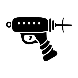 Retro Laser Gun Icon - Black Silhouette