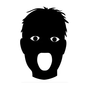Silhouette Head Shocked Face - Black Outline
