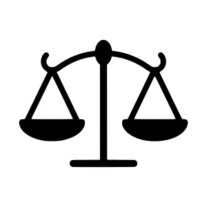 Black Scales of Justice Icon - Vector Illustration