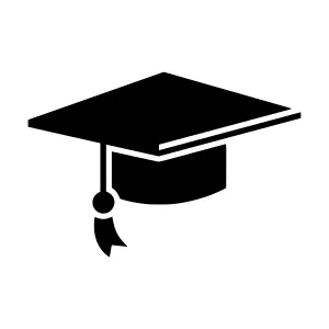 Black Graduation Cap Icon - Vector Illustration