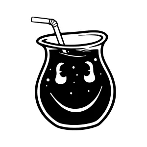 Smiling Mate Cup - Black & White Illustration