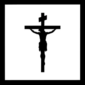 Black Cross Silhouette on White Background